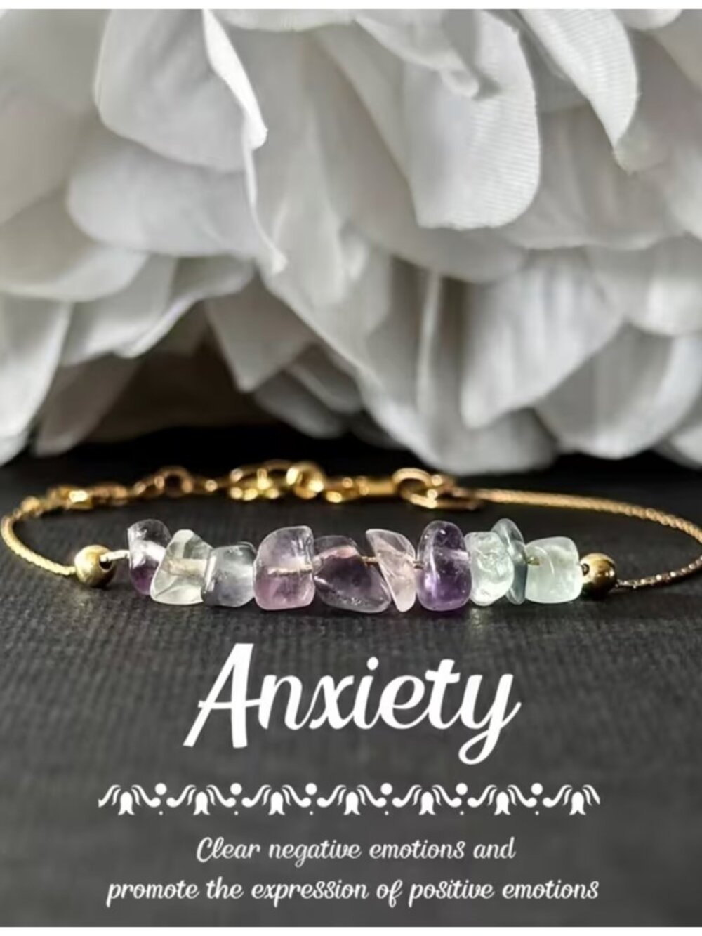 Rainbow Fluorite Anxiety Bracelet Reduce Stress Calm Emotions Clears Negativity